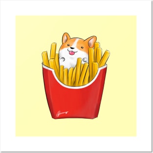 French Corgi Fries Posters and Art